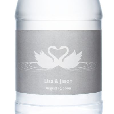 Personalized Water Bottles - Swans (Silver)
