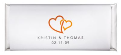 Personalized Large HERSHEY'S® Chocolate Bars - Double Heart (Orange)