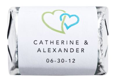 Personalized HERSHEY'S NUGGETS® Chocolates - Double Heart (Green)
