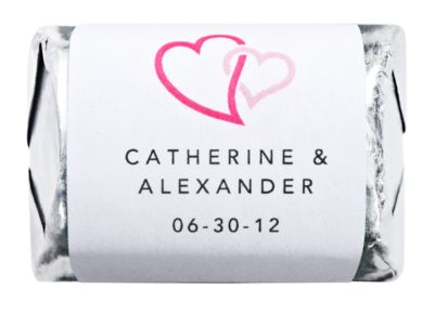 Personalized HERSHEY'S NUGGETS® Chocolates - Double Heart (Pink)