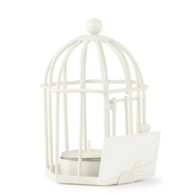 Birdcage Tea Light/Place Card Holder - White