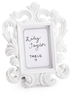 White Baroque Place Card Frame