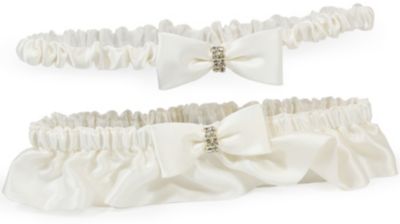 Silk Wedding Garter with Rhinestones & Tossing Garter