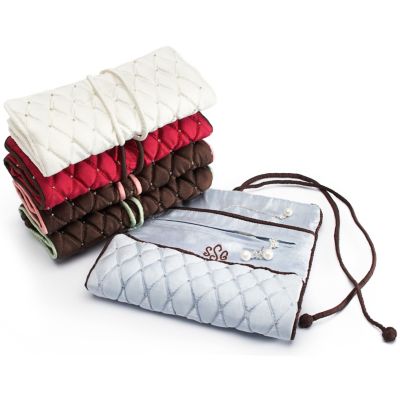 Diamond-pattern Silk Jewelry Roll