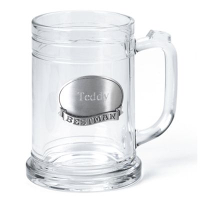 Pewter Medallion Glass Mug
