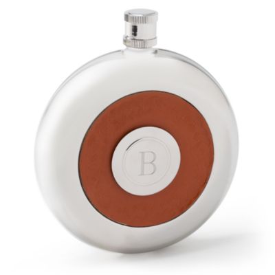 Round Leather Flask with Shot Glass
