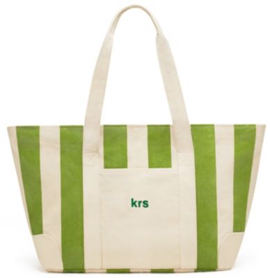 Large Striped Canvas Tote Bag
