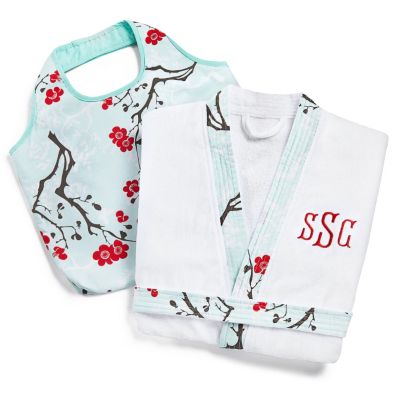 Cherry Blossom Kimono Robe and Tote Set