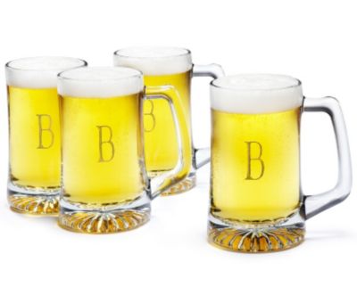 Engraved Glass Beer Mug Set