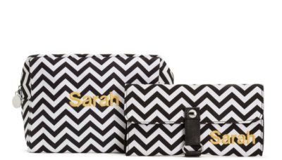 Chevron Cosmetic Bag and Brush Set