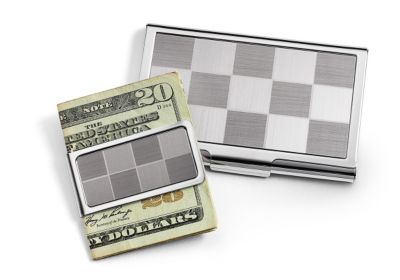 Pewter Card Holder and Money Clip Gift Set
