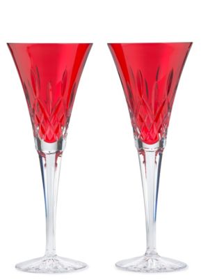 Waterford Crystal Lismore Crimson Flutes