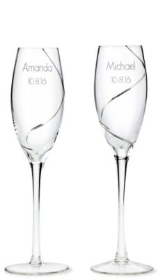Silver Swirl Toasting Flutes