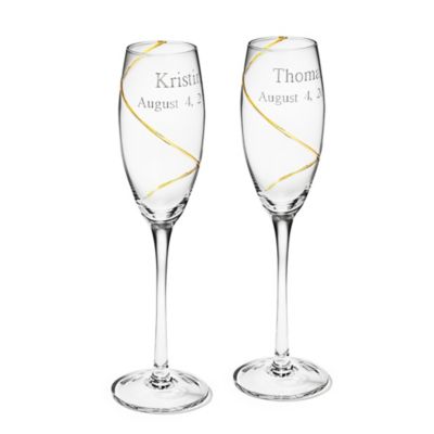 Gold Swirl Toasting Flutes