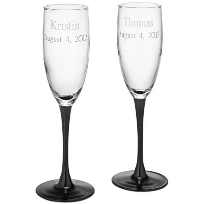 Black Stemmed Toasting Flutes