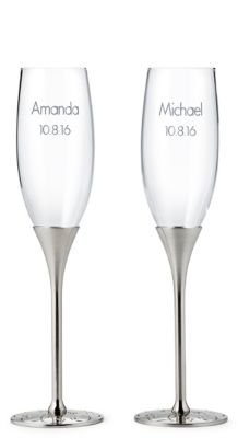 Silver Parisian Romance Toasting Flutes