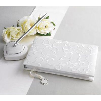 Lenox Opal Innocence Guest Book and Heart Pen Set