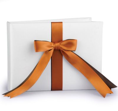 Two-Ribbon Custom Color Guest Book - Ivory