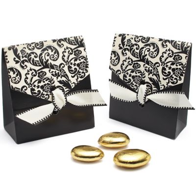 Flourish Favor Boxes - Black & Ivory