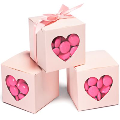 Pink Heart-shaped Window Favor Boxes