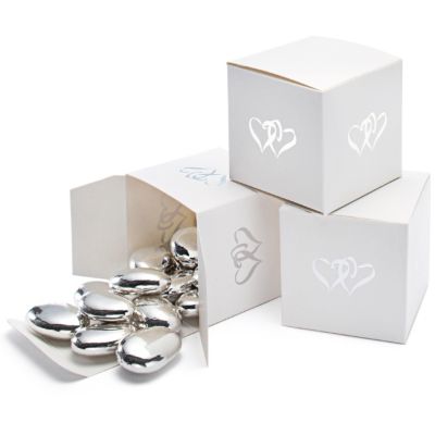 White Double Heart Favor Boxes