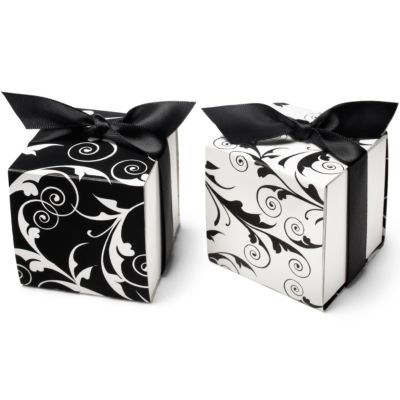 Reversible Black & White Flourish Favor Boxes