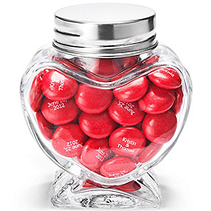 heart shaped glass jar favor holder
