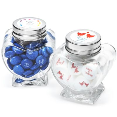 Personalized Heart Shaped Glass Jar Favor Holders