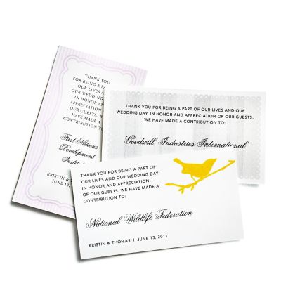 Charity Wedding Favors - Place Cards