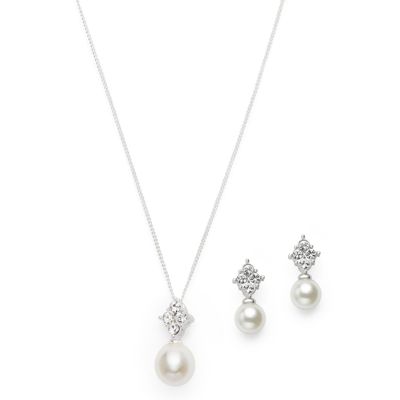 Pearl Drop Pendant & Earrings Set