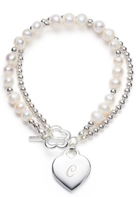 Pearl Strand Heart Bracelet