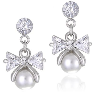 Pearl Drop Bow Earrings
