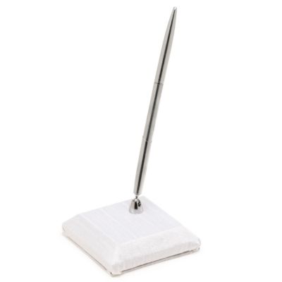 The Knot Colored Silk Pen & Holder - White