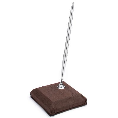 The Knot Colored Silk Pen & Holder - Chocolate