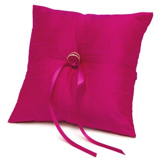 The Knot Colored Silk Ring Pillow - Fuchsia