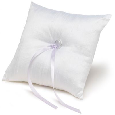 The Knot Colored Silk Ring Pillow - White