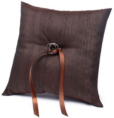 The Knot Colored Silk Ring Pillow - Chocolate