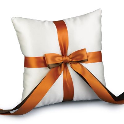 Two-Ribbon Custom Color Ring Pillow - Ivory