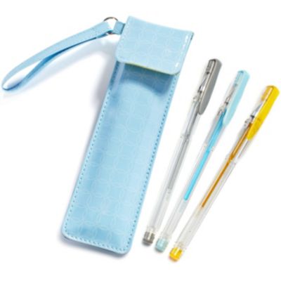 The Knot Gel Pens & Case - Blue Dot