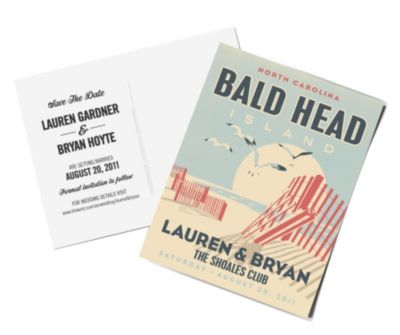 personalized save the date postcards - beach sunset