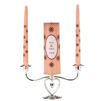 Personalized Unity Candle Set - Pink/Brown