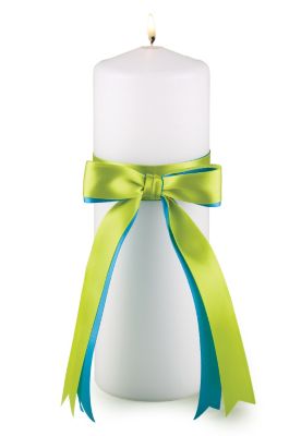 Two-Ribbon Custom Color Unity Candle - White